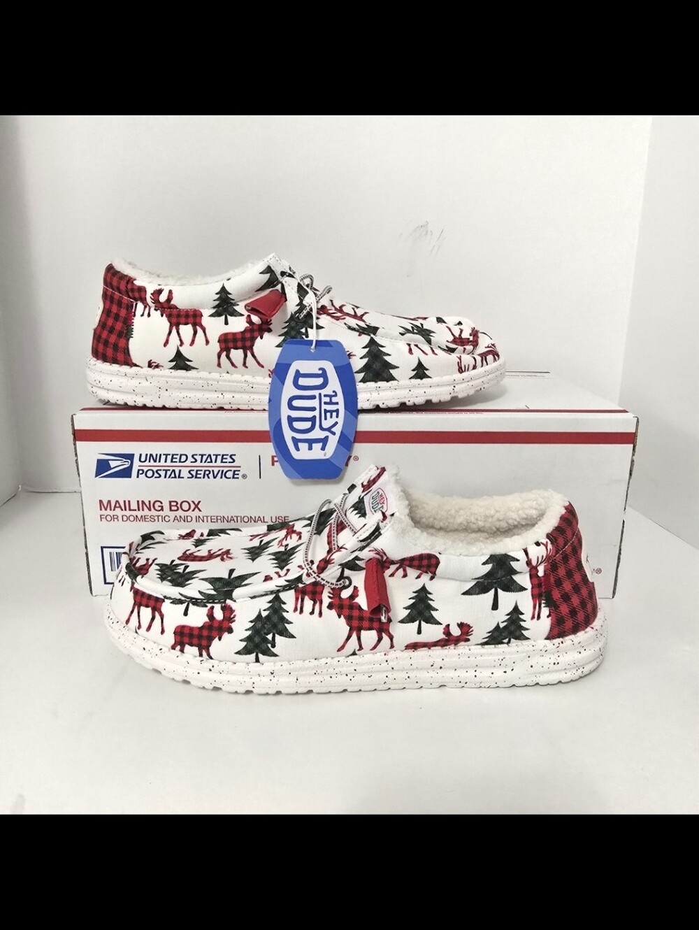 Hey Dude Men’s Sz 11 Christmas Holiday Spirit Wally Woodland Plaid Shoes
